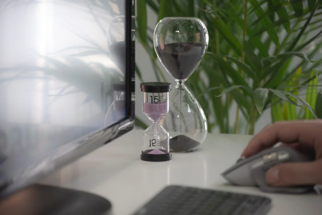 an hour glass: for time management