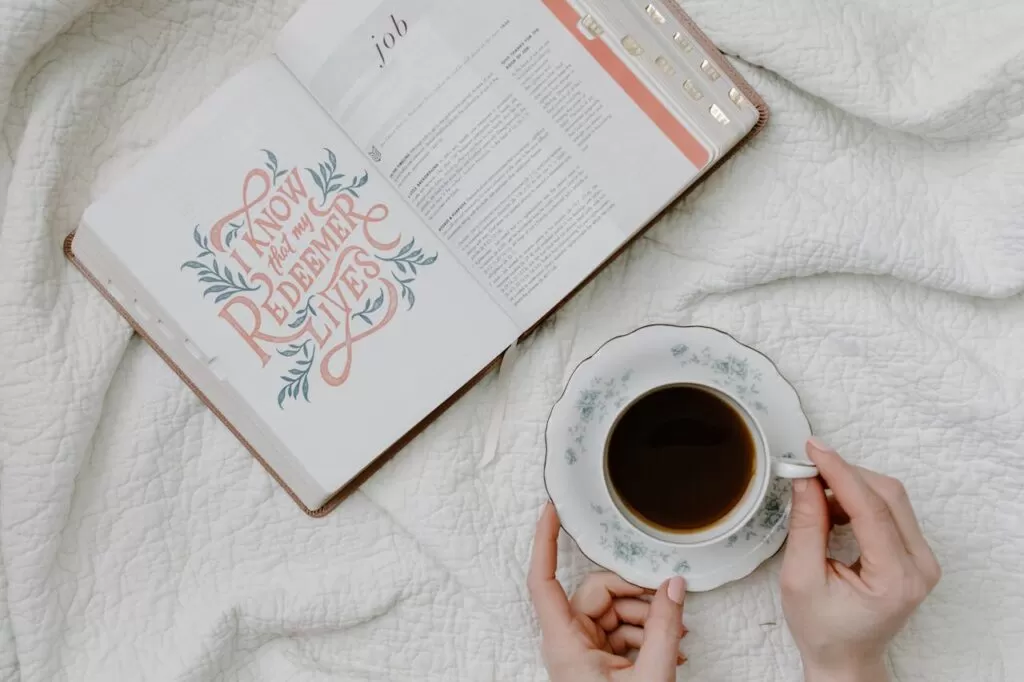 a book and a coffee